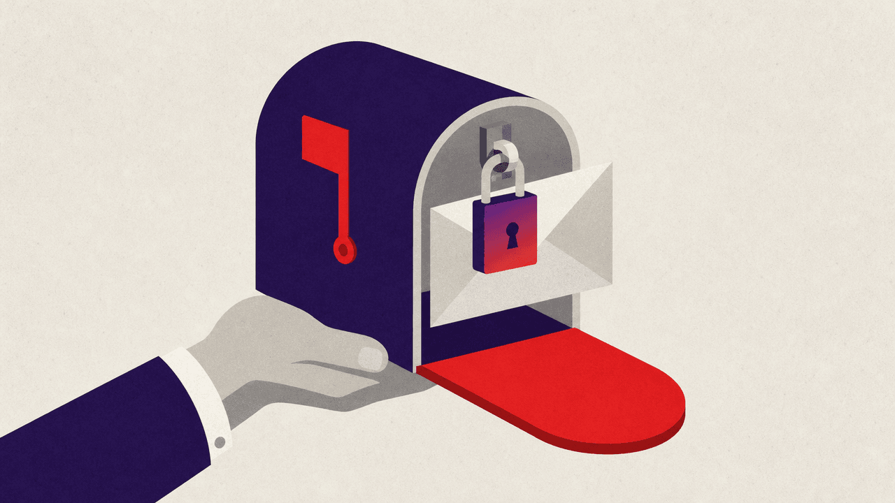 An illustration of a hand reaching toward a mailbox as a padlock closes over an envelope attempting to enter, symbolizing the blocking of unauthorized mail submission attempts.